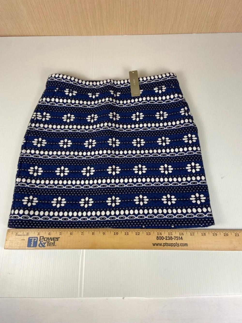 J. Crew Navy and White Floral Knit Mini Skirt